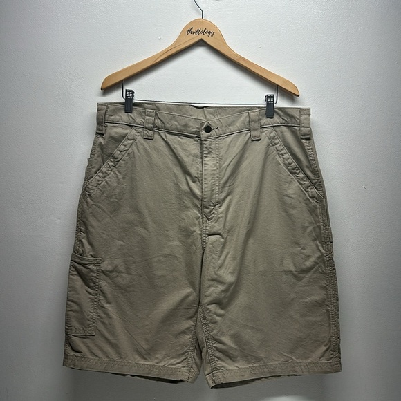Carharatt Work Short Shorts Canvas Utility Khaki Light Tan Brown Mens Size 38 - Picture 1 of 7